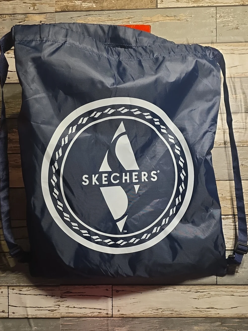 Skechers Navy Drawstring Logo Backpack with White Emblem
